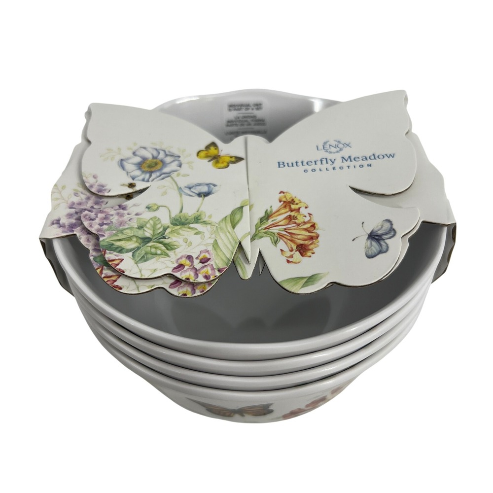 Lenox Butterfly Meadow Melamine All Purpose Bowls Set of 4 Floral 16oz 856406